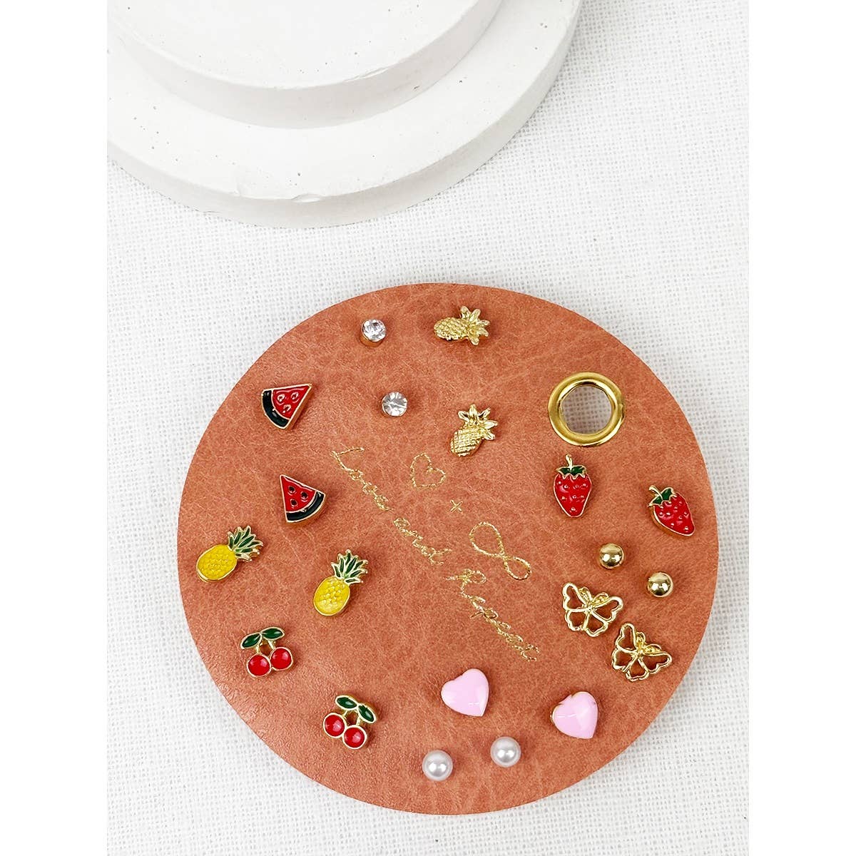 Everyday Fruity Minimal Earrings: GOLD 10 pairs