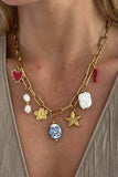 STAINLESS STEEL TARNISH FREE CHARM NECKLACE | 40NK373: GOLD