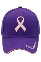 Breast Cancer Awareness Ribbon Baseball Cap: White