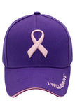 Breast Cancer Awareness Ribbon Baseball Cap: White
