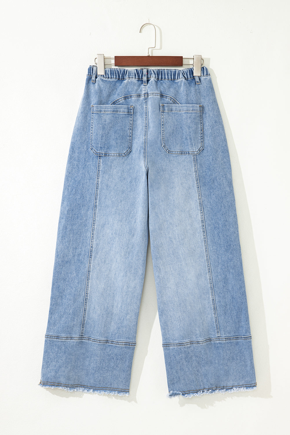 Beau Blue Drawstring Raw Hem Wide Leg Jeans