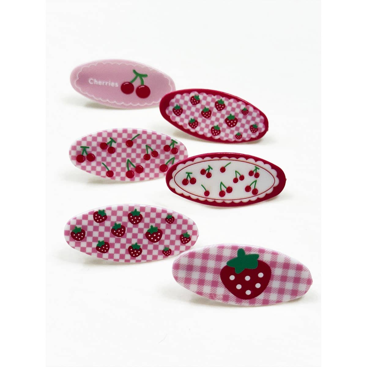 Cherry and Strawberry Theme Snap Hair Clip: MIX COLOR / ONE(12)