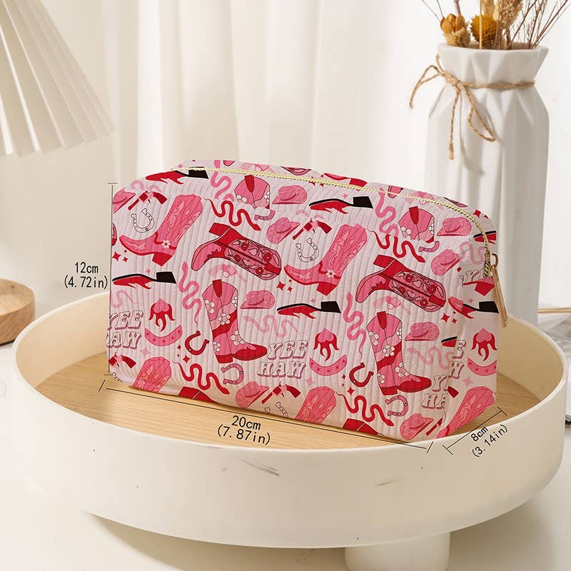 STRAWBERRY WESTERN BOW MAKEUP COSMETIC POUCH BAG | 40P544: RED STRAWBERRY