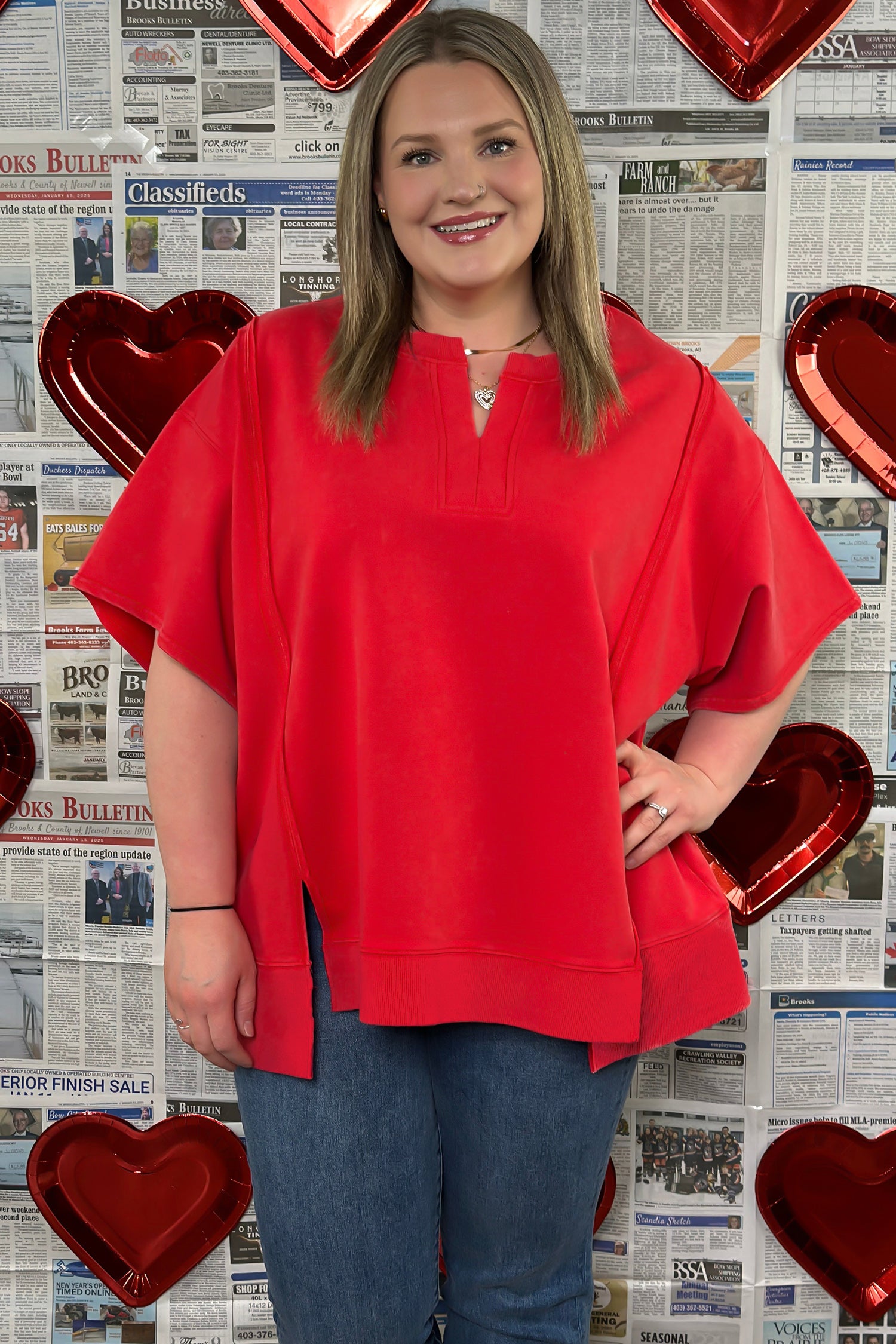 Fiery Red Short Sleeve Top