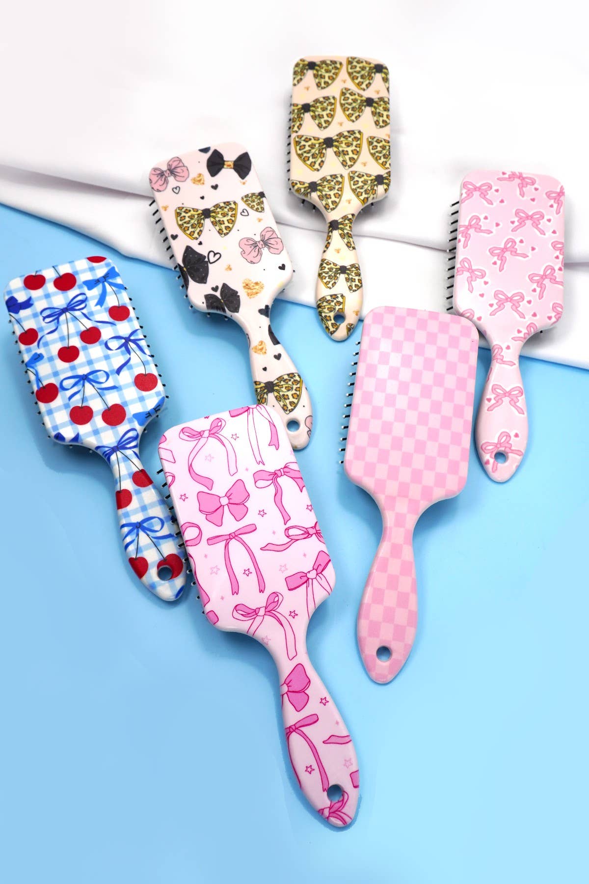 LARGE DETANGLE PADDLE HAIR BRUSH COMB | 40HC100: CHECKER PINK