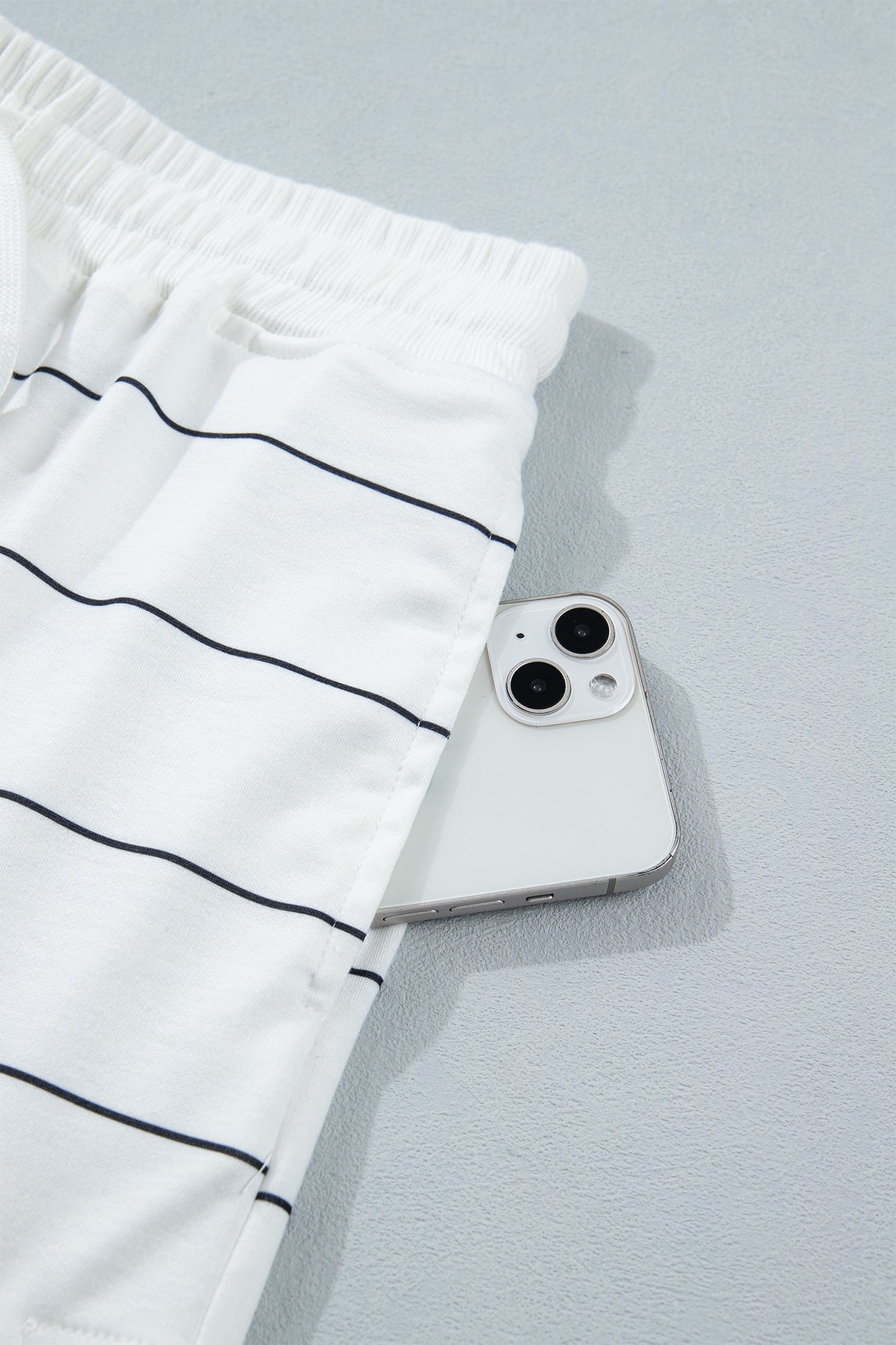 White Stripe Tee Shorts 2pcs Set