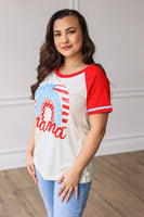 Mama Patriotic Rainbow Tee: Mix Pattern / Medium