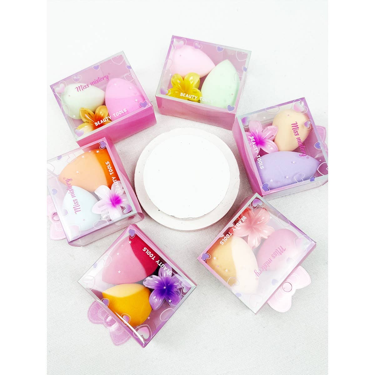 Blending Sponge Set with Cute Flower Hair Claw Clip: MIX COLOR / ONE(12)