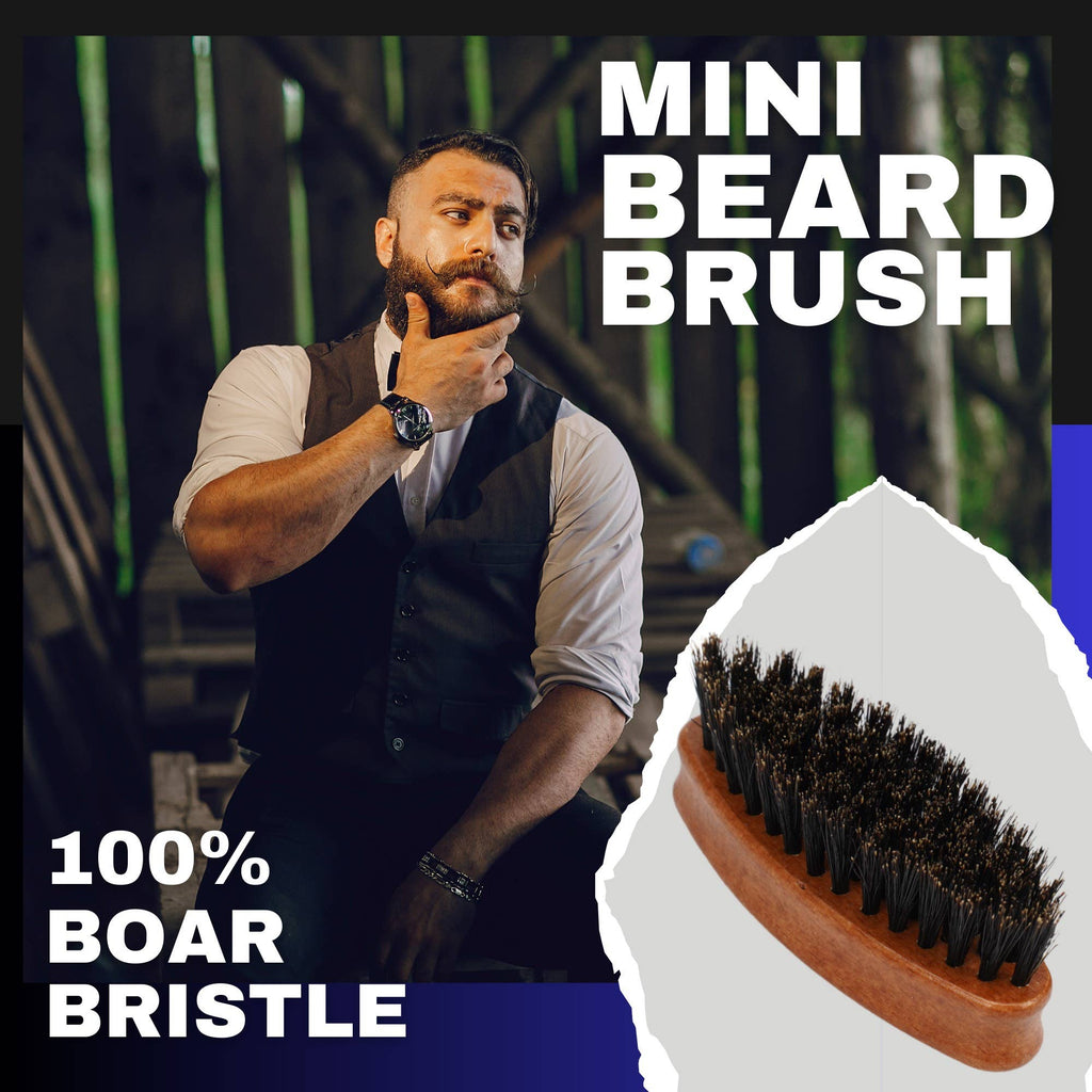 Gents Wood Mini Travel Beard Brush - 100% Boar Bristles
