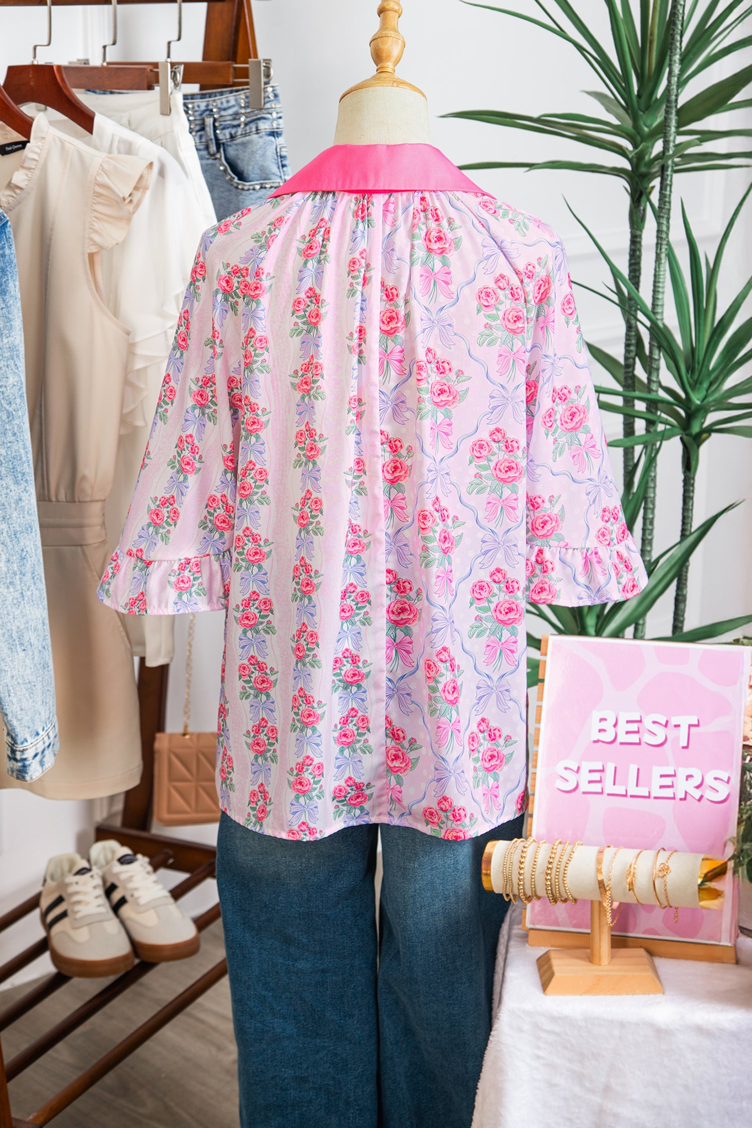 Floral Ruffled Half Sleeve Shirt