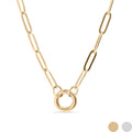 Stainless Steel Paperclip Carabiner Charm Holder Necklace: Stainless / 16"+2"