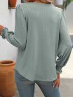 Square Neck Long Sleeve T-Shirt for Women: Pink / 95%polyester+5%spandex / L