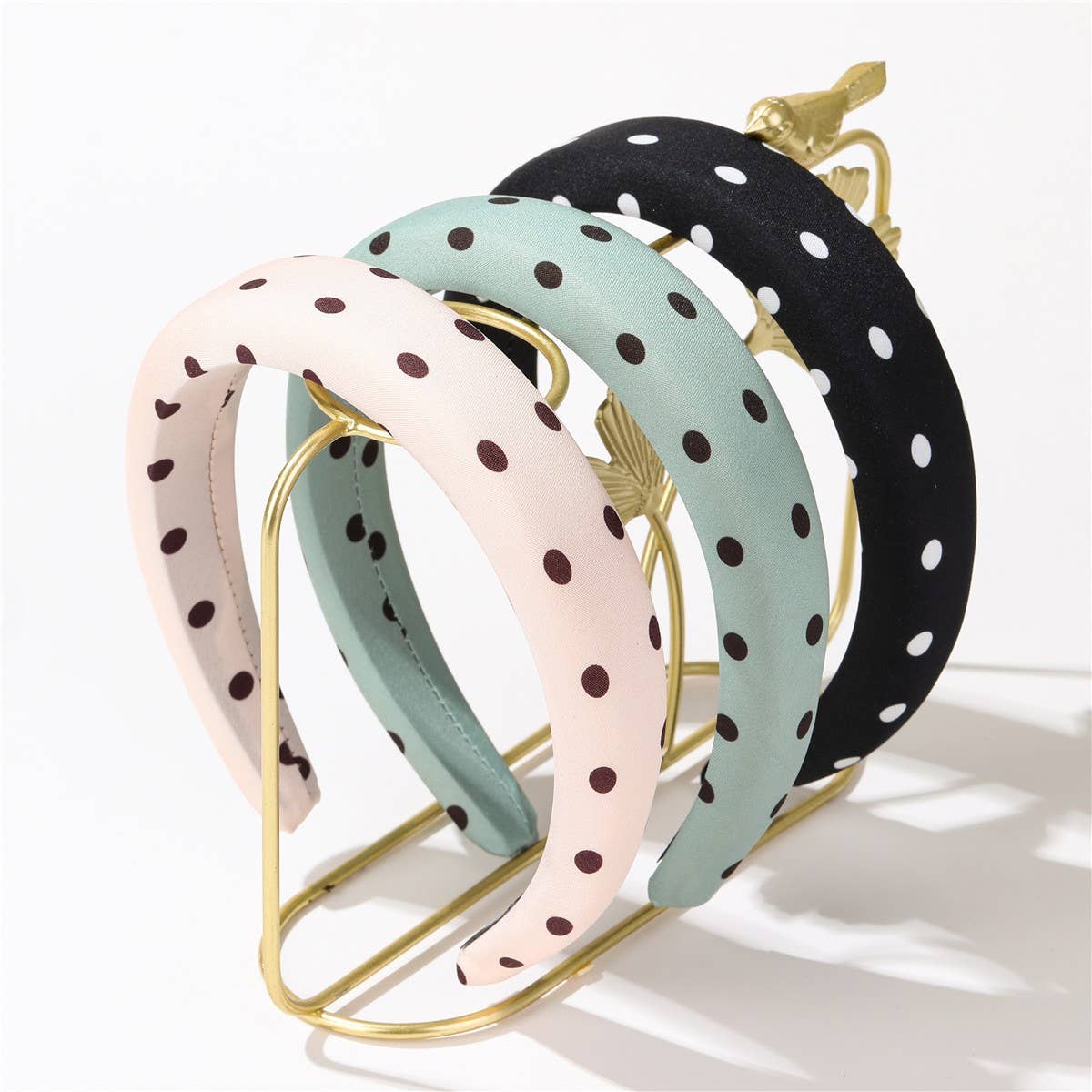 POKA DOT PUFFED SPA HEADBAND HAIR BAND | 40HB189: Green