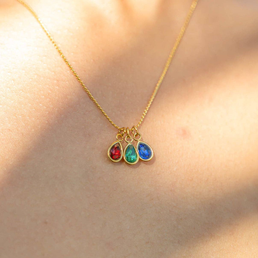 18K Gold PVD Teardrop Birthstone Charm: January