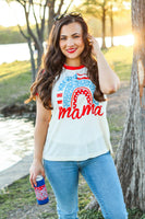 Mama Patriotic Rainbow Tee: Mix Pattern / Medium