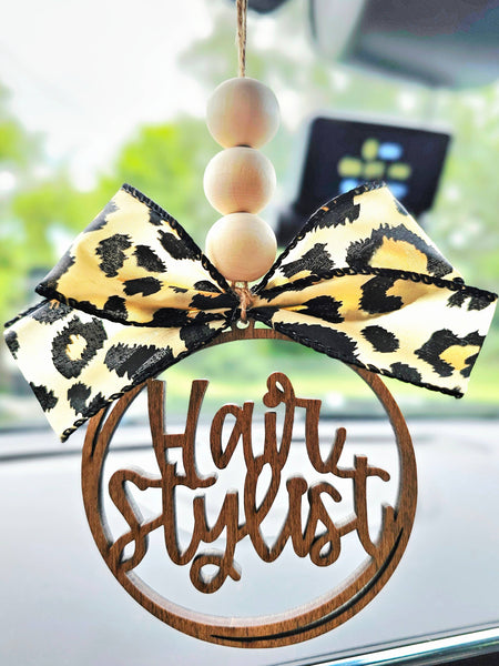 Hair Stylist Car Charm Ornament Bag Charm: Cheetah