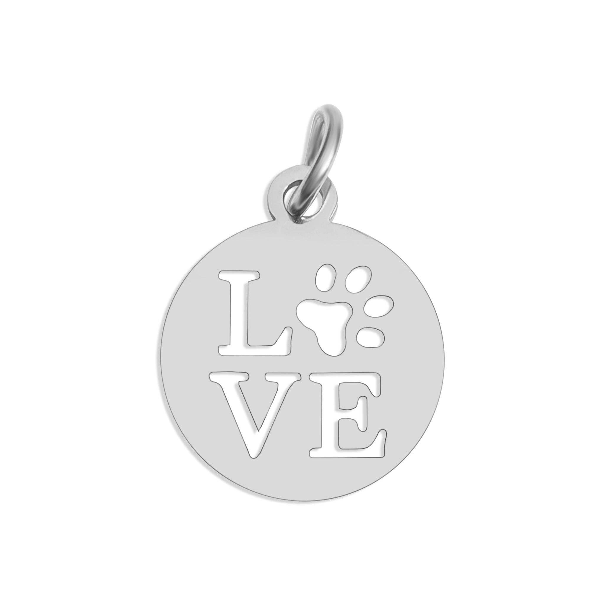 18K Gold PVD Stainless Steel Paw Print Love Charm: Stainless