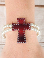 Red & Black Ombre Texas Bracelet with AB Crystals: RED / One Size