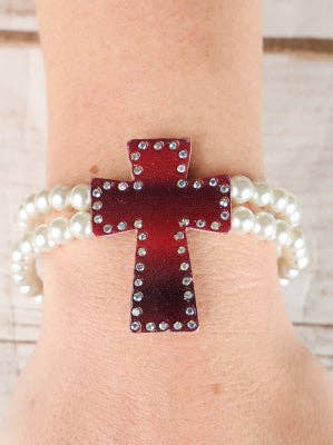 Red & Black Ombre Texas Bracelet with AB Crystals: RED / One Size