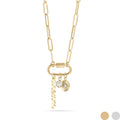18K PVD Gold Carabiner "Dream" Paperclip Charm Necklace: Gold