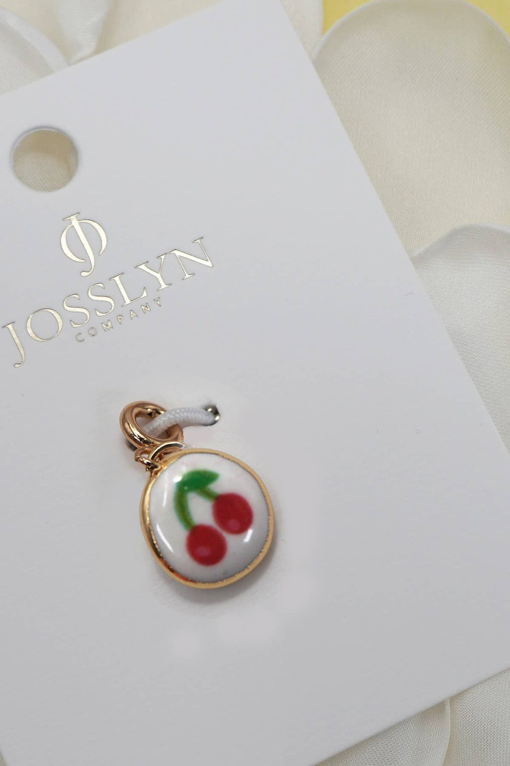 CHARM-PORCELAIN BOW CHERRY WITH SPRING RING CLASP | 80CM1101: HEART ROSE QUARTZ
