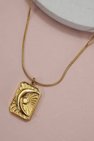 18K STAINLESS STEEL TARNISH FREE MOON NECKLACE | 40NK9446: Gold