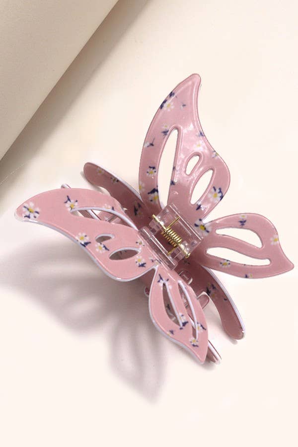 JUMBO CUT OUT BUTTERFLY HAIR CLAW CLIPS | 40H772: Peach