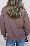 Contrast Terry Bow Pattern Drop Shoulder Sweatshirt (S-XL): Purple / Missy