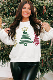 White Tinsel Christmas Tree Pattern Casual Sweatshirt