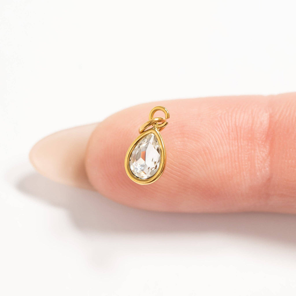18K Gold PVD Teardrop Birthstone Charm: October