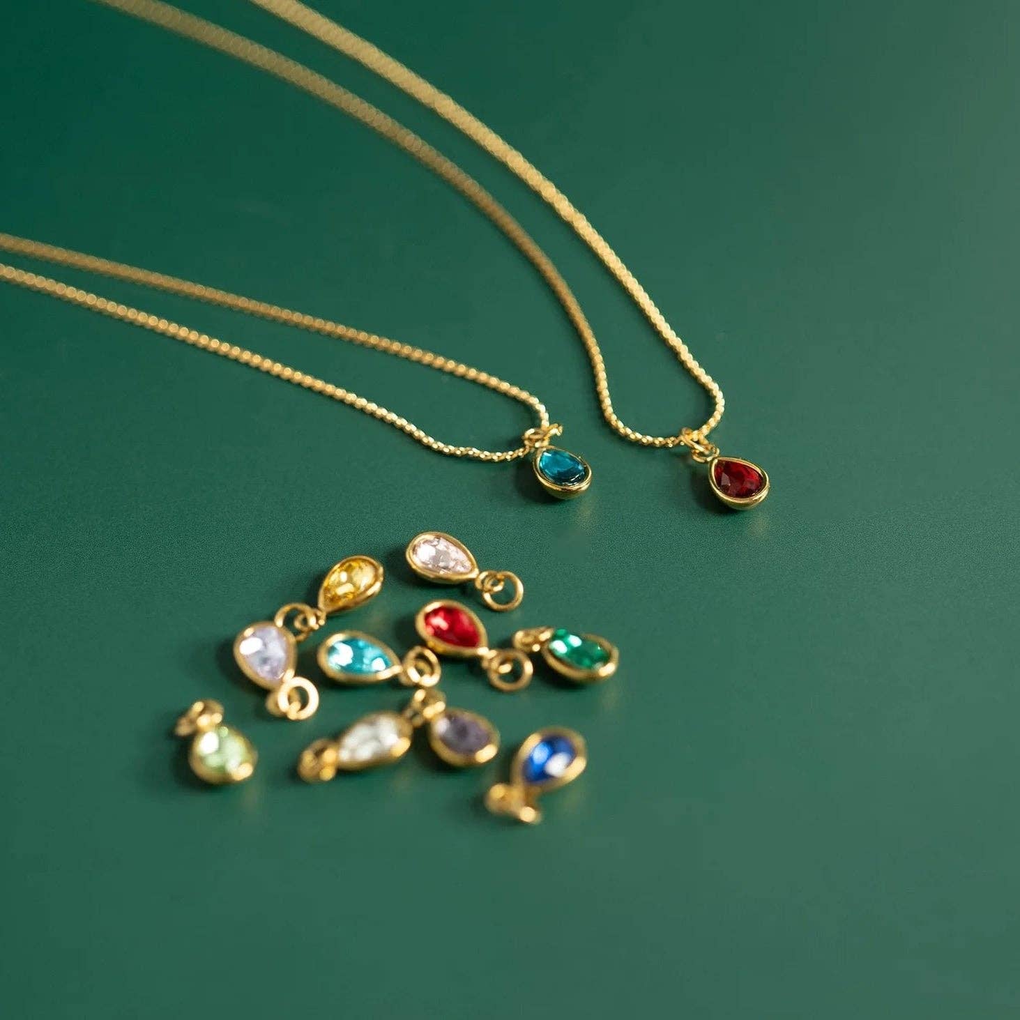 18K Gold PVD Teardrop Birthstone Charm: October