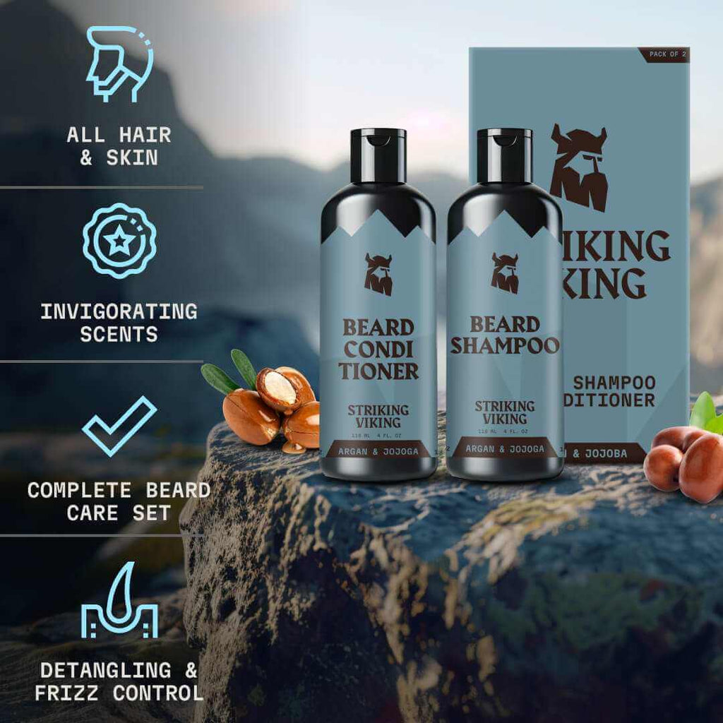 Beard Shampoo Conditioner for Men Argan Jojoba Nourishing Ki