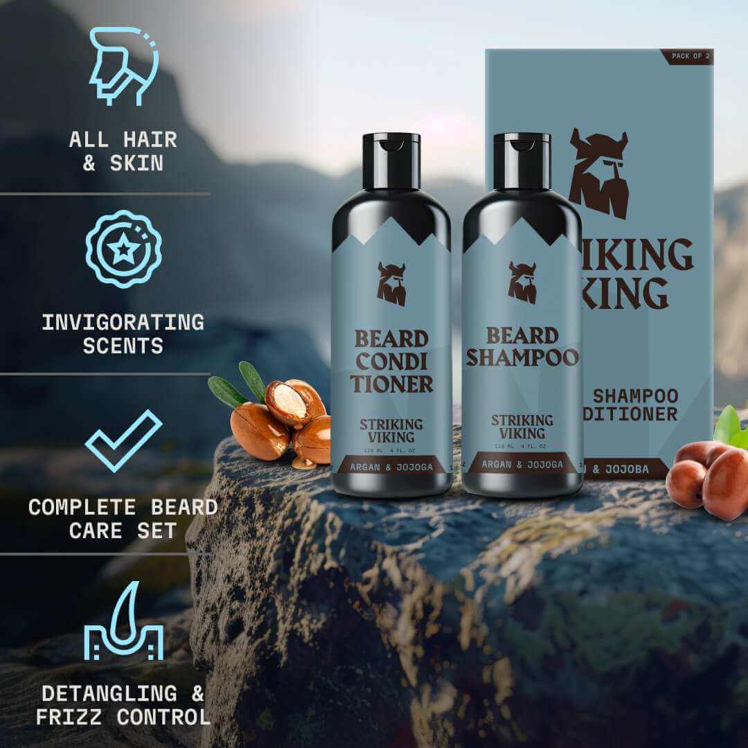 Beard Shampoo Conditioner for Men Argan Jojoba Nourishing Ki