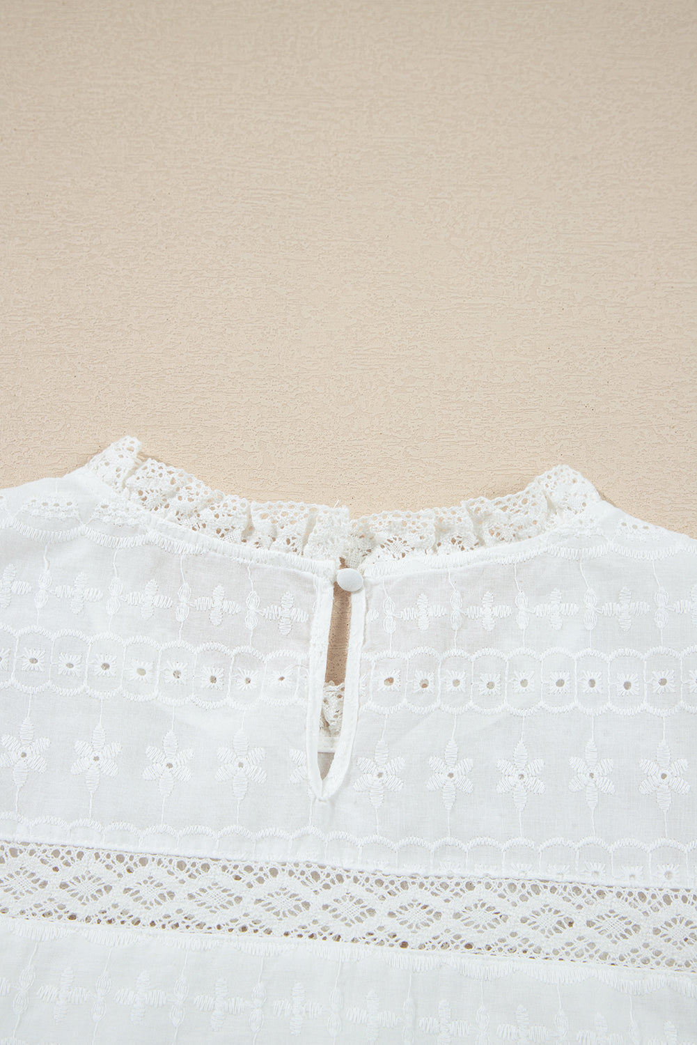 Romantic Flutter Sleeve Eyelet Blouse