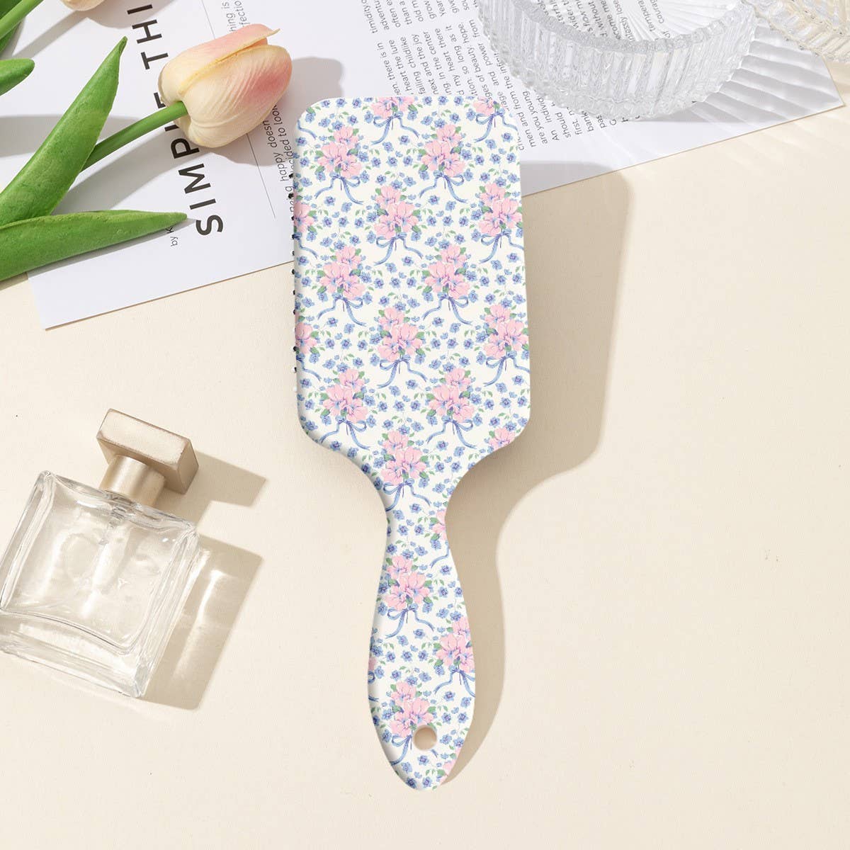 LARGE DETANGLE PADDLE HAIR BRUSH COMB | 40HC100: FLOWER C