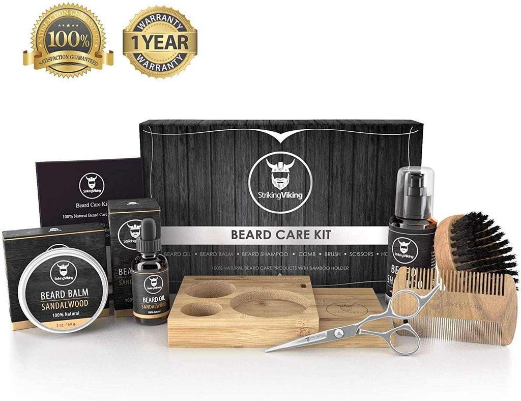 Beard Grooming Kit with Caddy Complete Care Set for Men Gift