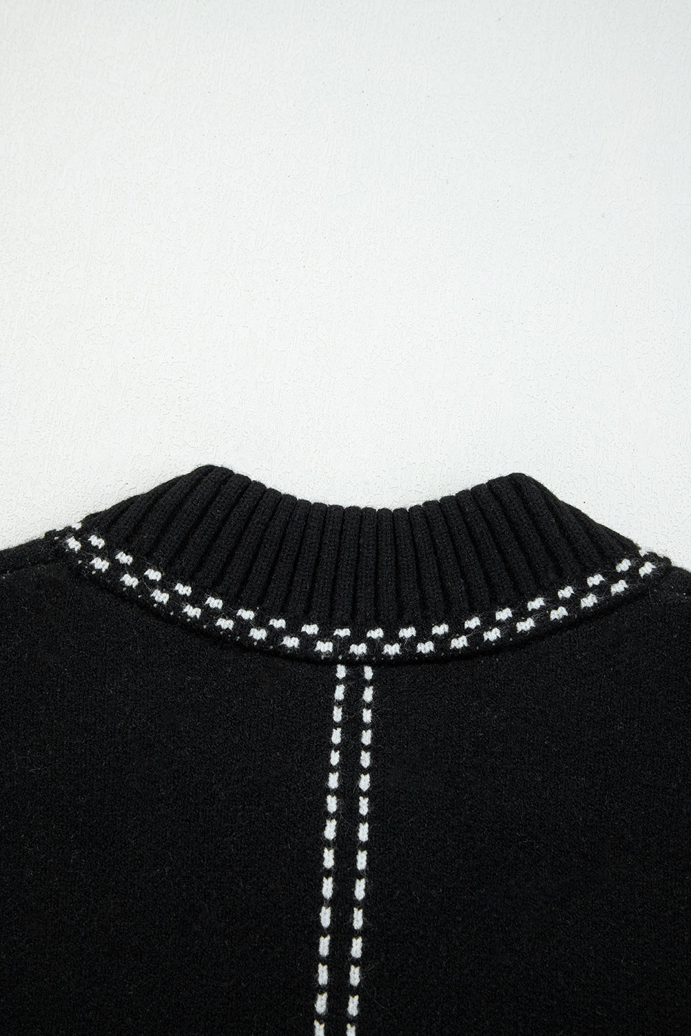 Black Bomber Contrast Trim Snap Button Long Sleeve Cardigan