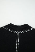 Black Bomber Contrast Trim Snap Button Long Sleeve Cardigan