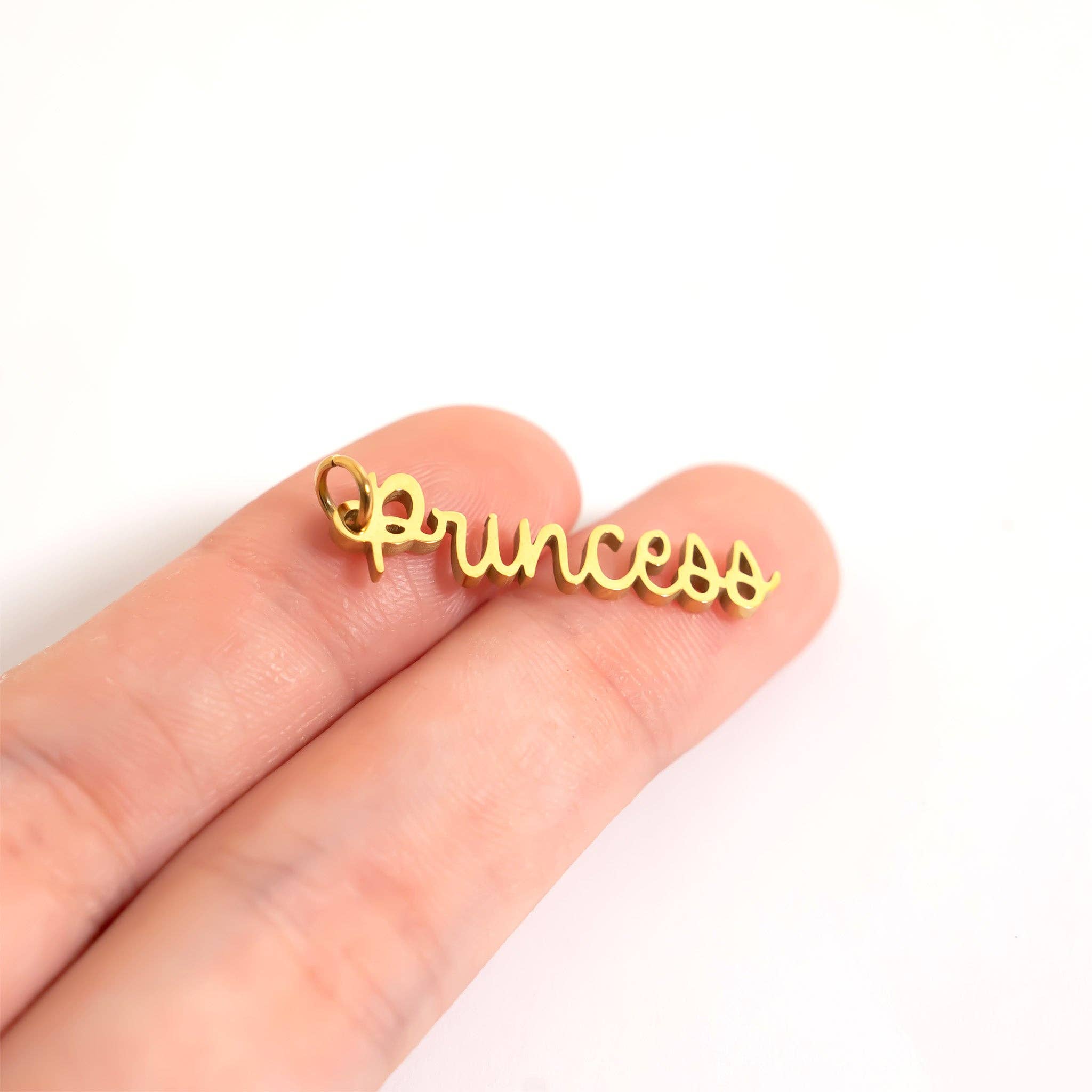 18K Gold PVD Stainless Steel Princess Charm: Gold