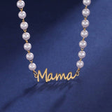 18K STAINLESS STEEL TARNISH FREE MAMA NECKLACE | 40NK9454: Gold