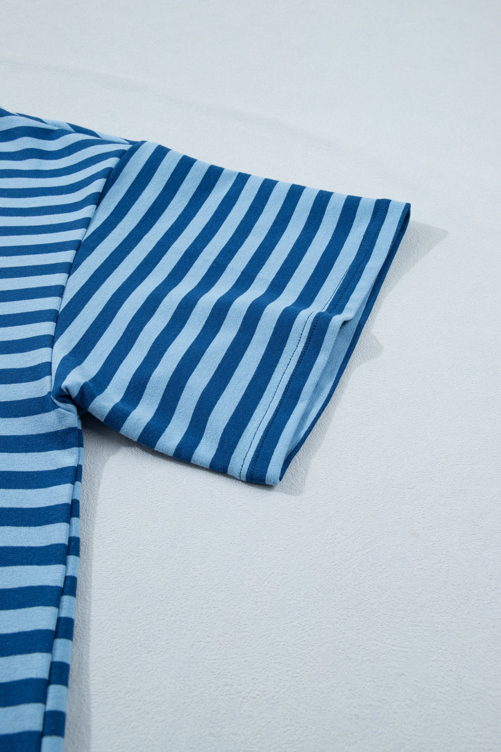 Blue Stripe Plus Size Tee and Shorts Two-Piece Set