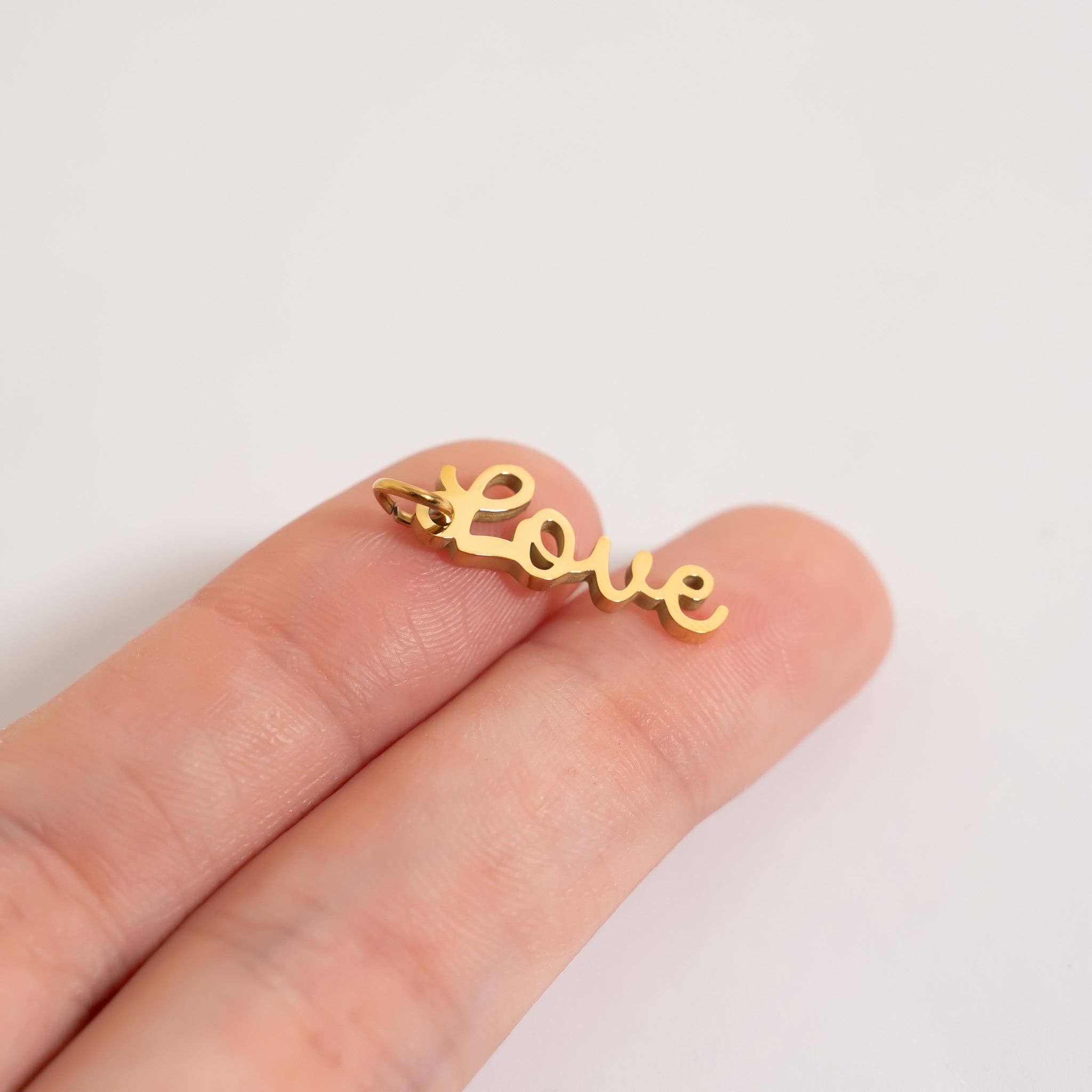 18K Gold PVD Stainless Steel Love Charm: Gold