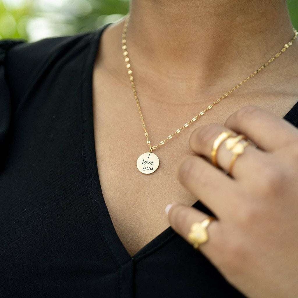 18K Gold PVD Stainless Steel I Love You Language Charm / PDL0260: Stainless / English