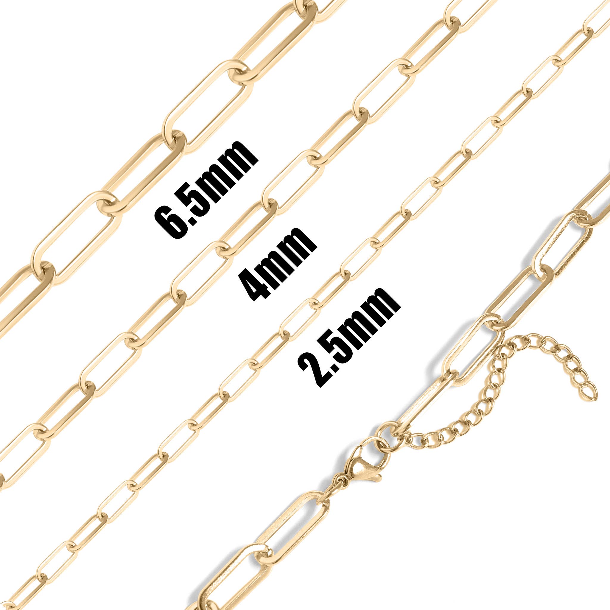 18K Gold Paperclip Chain Necklace: 14+02" / 4mm