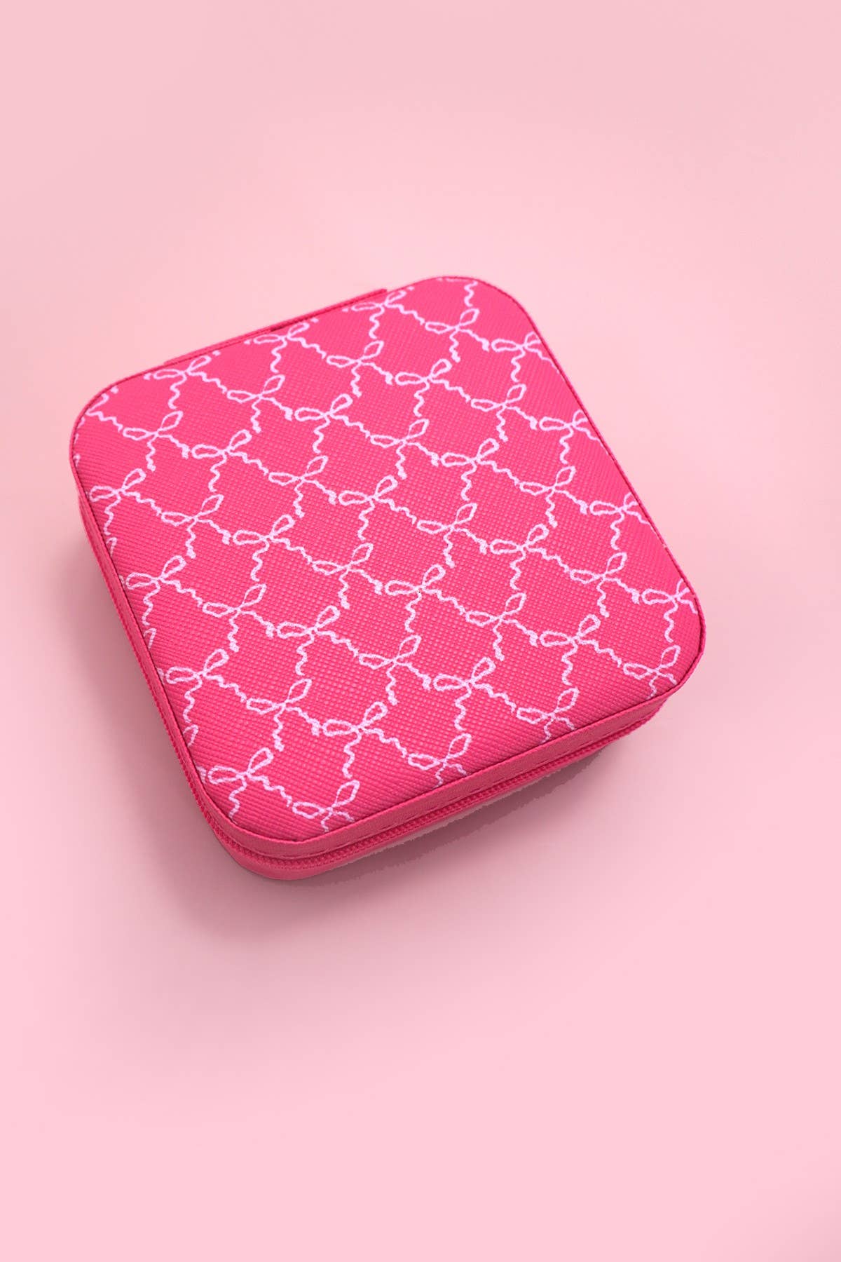 DESIGNED JEWELRY ORGANIZER TRAVEL BOX CASE | 40P566: BOW LT PINK