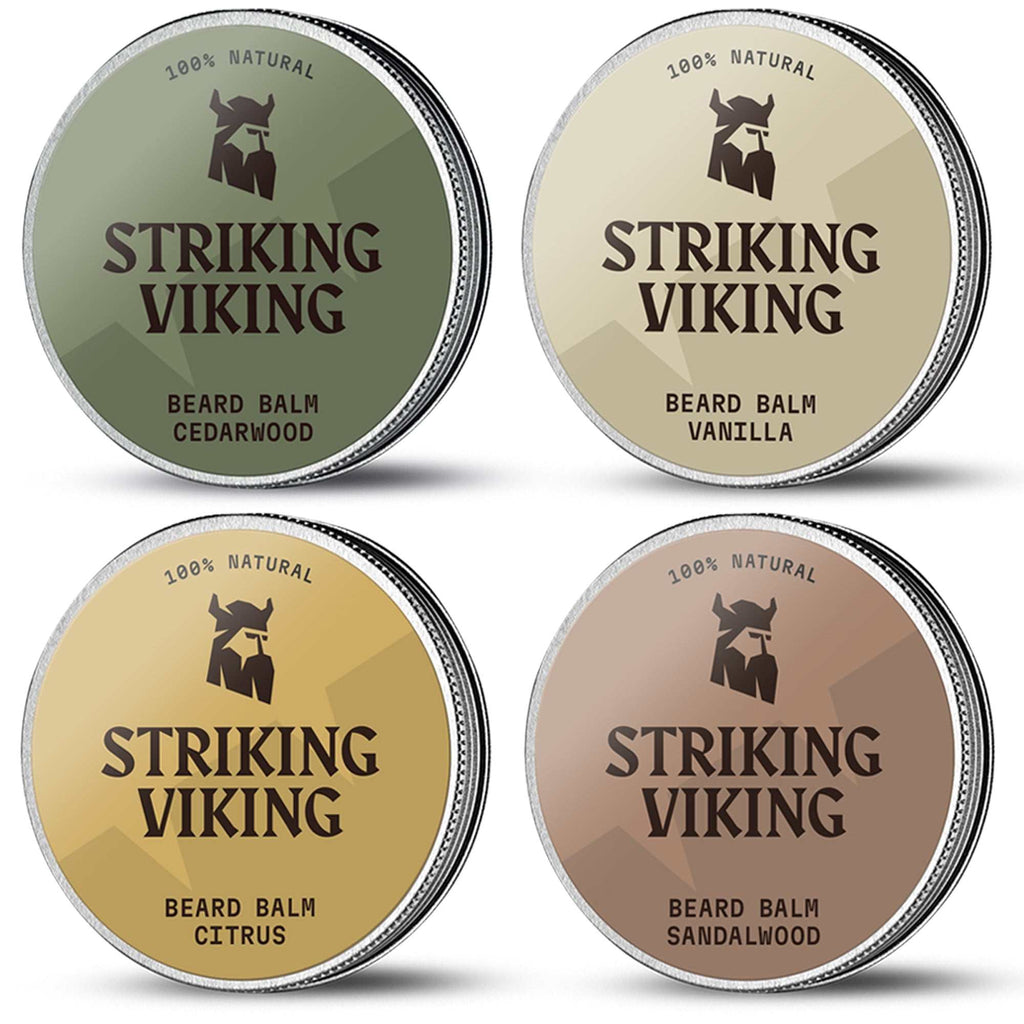 Beard Balm Variety 4 Pack for Men Herbal Nourishing Care Set