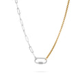 Stainless Steel Mixed Metal Paperclip Carabiner Necklace: Mixed Metal