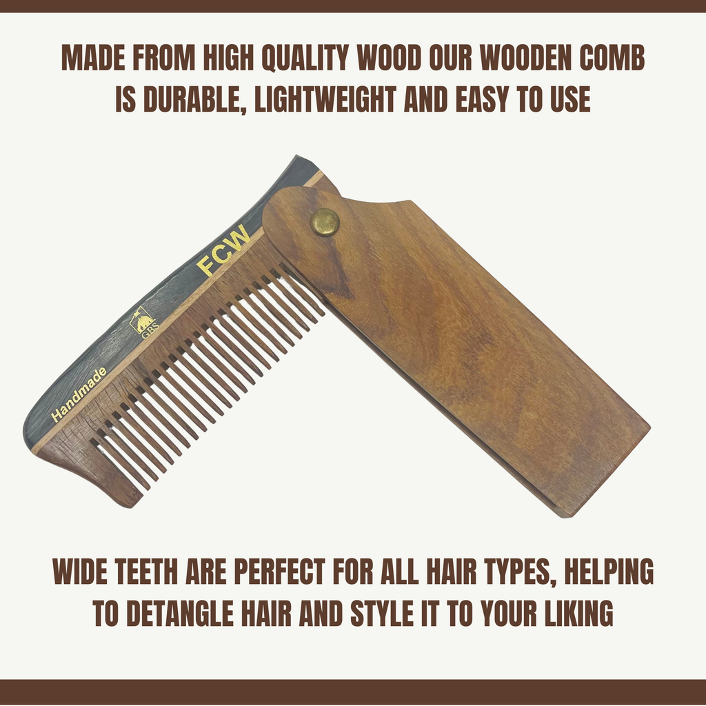 G.B.S Handmade Folding Wooden Hair & Beard Comb