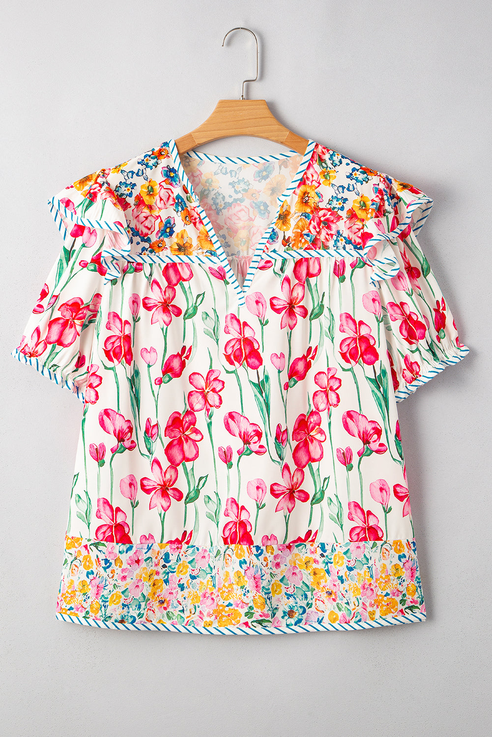 Pink Plus Size Floral Blouse