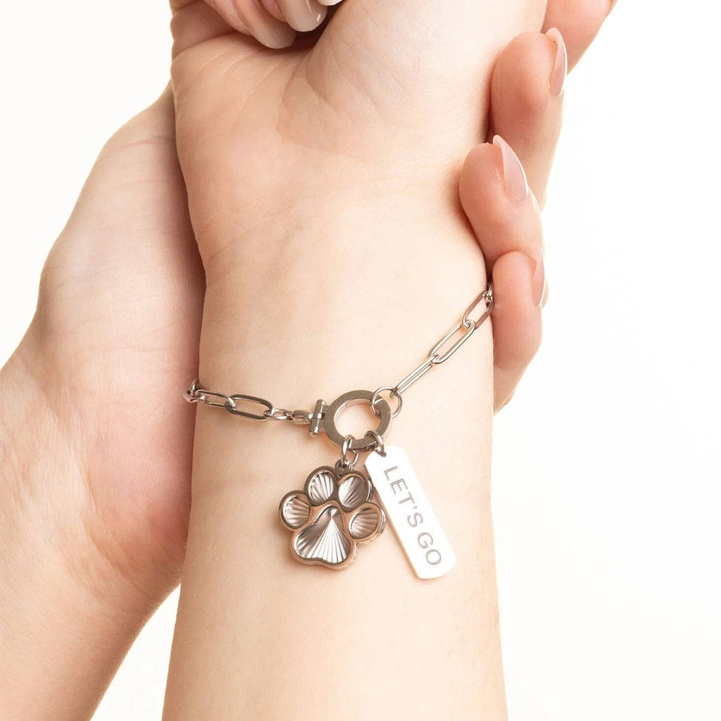 18K Gold PVD Stainless Steel Paw Print Charm: Gold